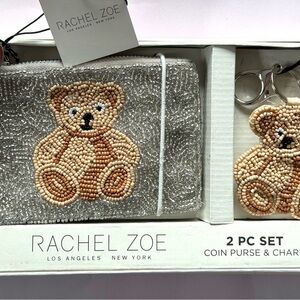 🩶🔹️Rachel Zoe 🔹️Viral Beaded Teddy Bear Coin Purse and Charm Gift Set 🐻